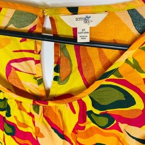 NWOT TERRA SKY BLOUSE TOP SIZE 3X BEAUTIFUL BRIGHT COLORS